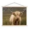 Schotse hooglander - Bergen - Grasveld textielposter latten blank klein -3d