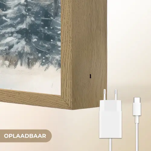 Rendier - Sneeuw - Woud - Wit Light Box met batterij (Wandlamp) middel -USP_websiteoplaadbaarNL