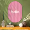 Roze - Gestreept - Belle Wandcirkel Ovaal Glas middel -sfeer2