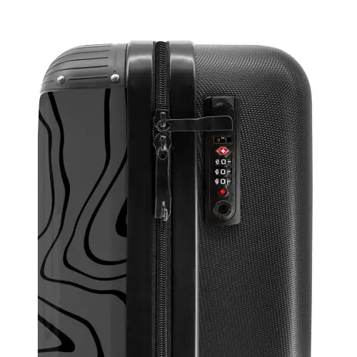 Grijze achtergrond met abstracte zwarte lijnen NBS - Handbagage koffer - Unisex middel -slot