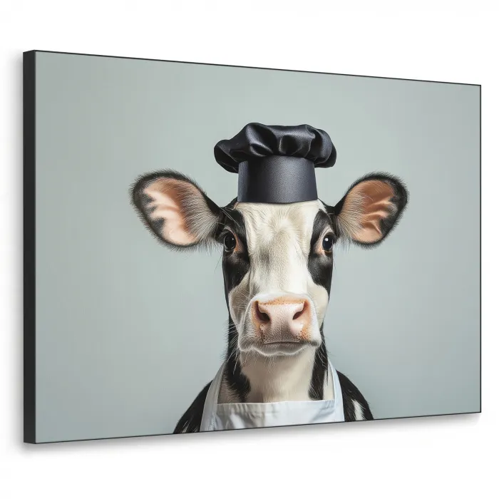 Koe - Zwart - Wit - Kok Textielframe - compleet frame klein -3d