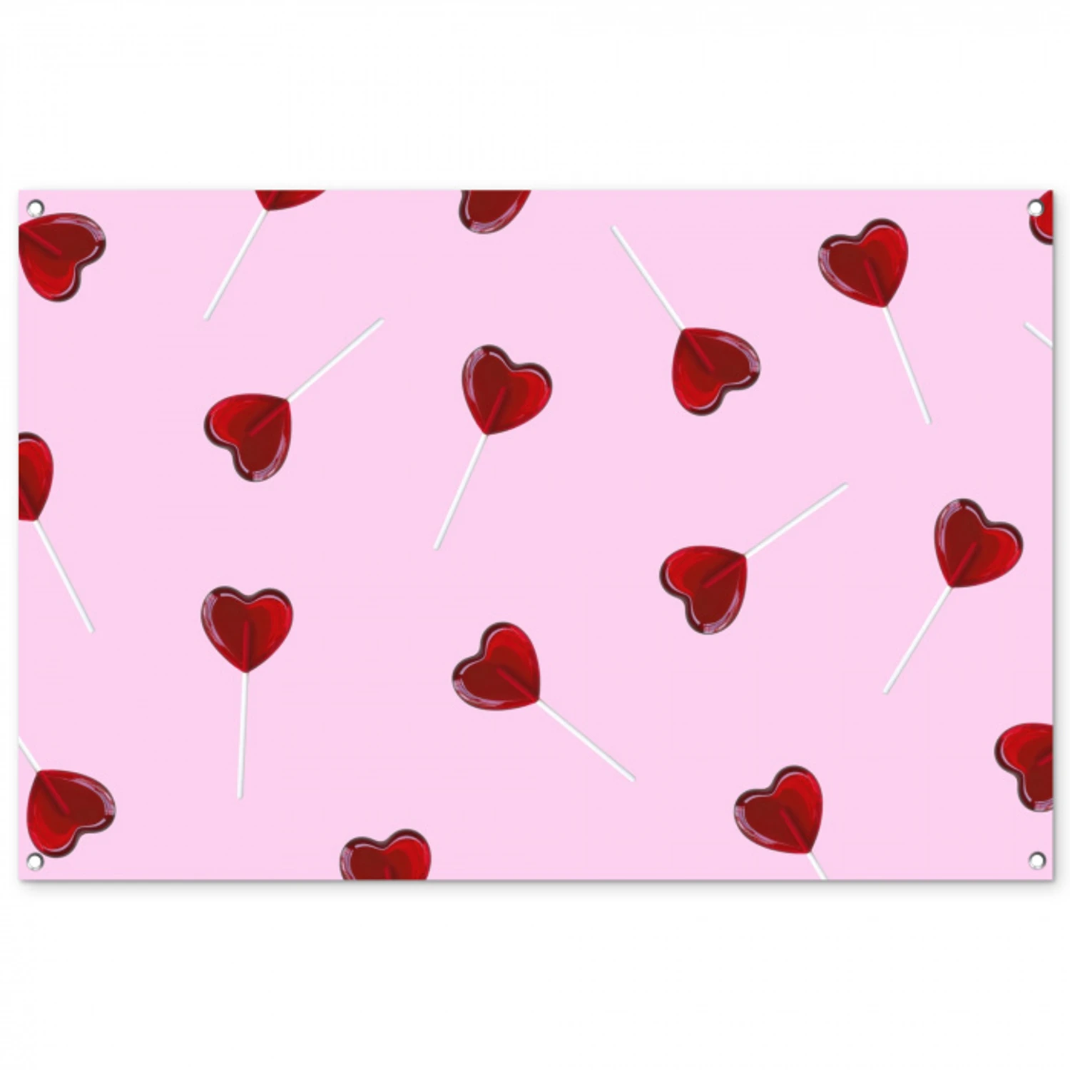 Roze - Hart - Lolly - Snoep tuinposter los doek groot -3d