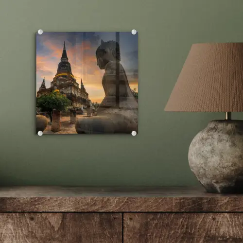 Tempel - Zonsondergang - Boeddha beelden - Buddha plexiglas 5mm klein -sfeer3
