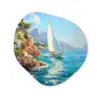 Zeilboot - Rotsen - Kust - Huizen Wandcirkel Organisch Forex 3mm klein -3d