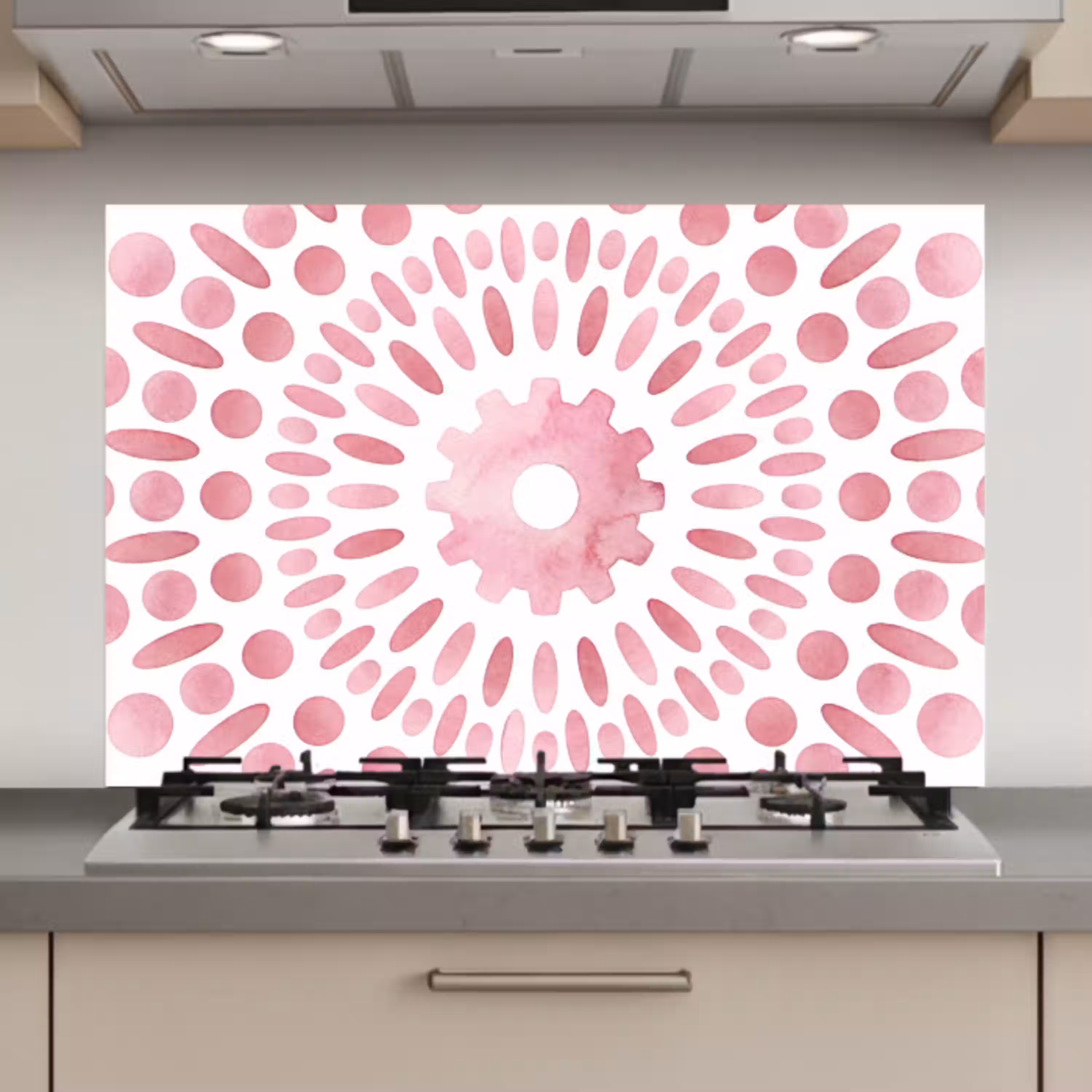 Abstract - Vormen - Patroon - Aquarel - Roze keuken achterwand spatscherm klein -3d_website