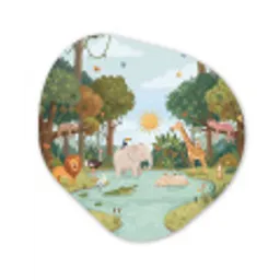 Jungle - Oase - Dieren - Kleurrijk Wandcirkel Organisch Forex 3mm klein -3d
