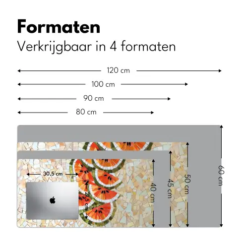 Mozaïek - Watermeloen - Rood - Pitten Muismat XXL klein -sfeer5