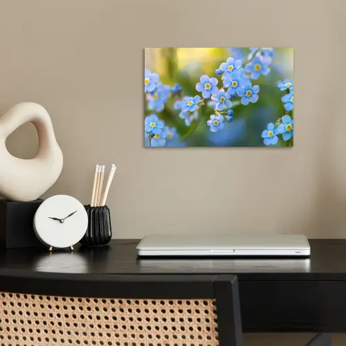 Bloemetjes - Blauw - Vergeet mij nietjes poster papier klein -sfeer1