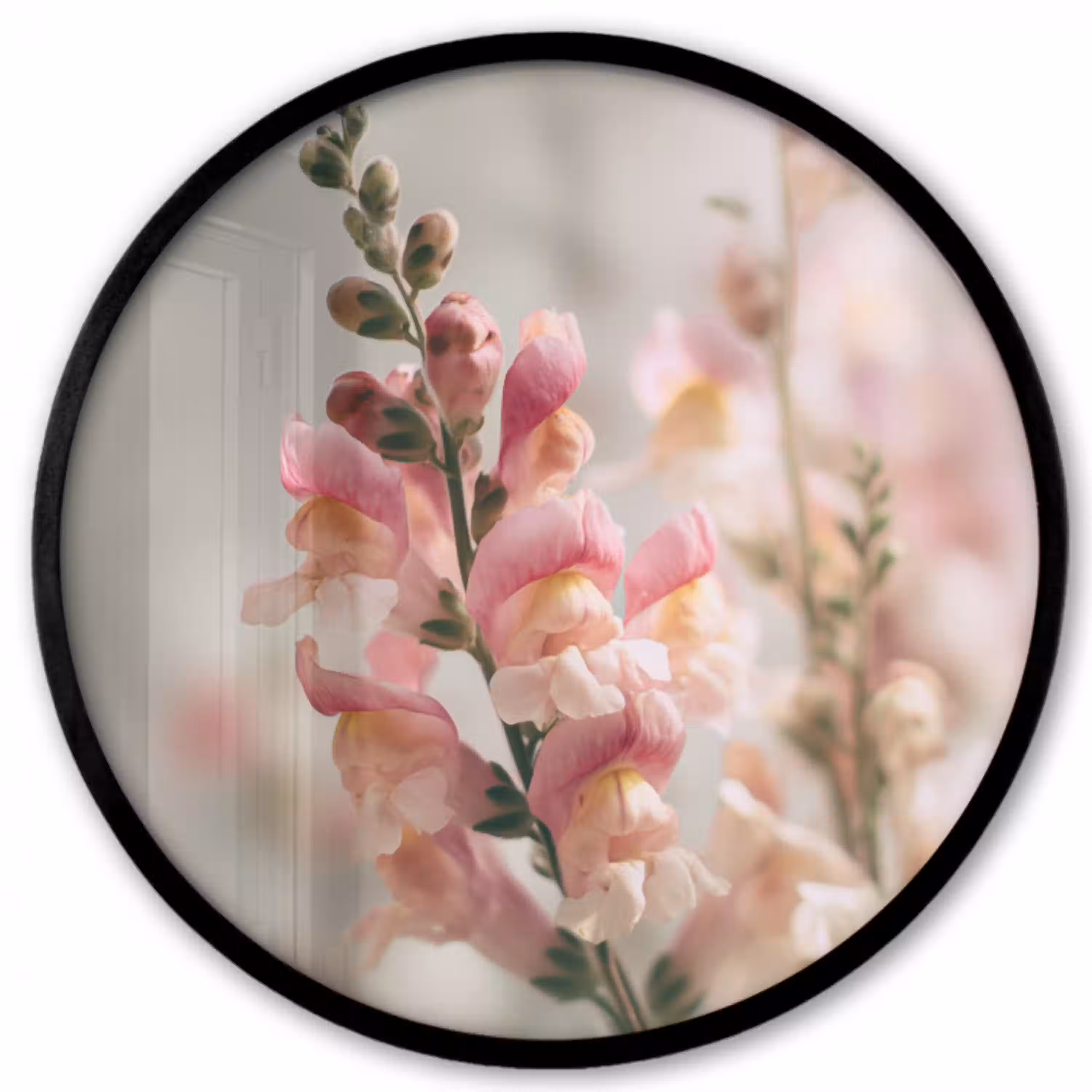 Bloem - Leeuwenbek - Roze - Stengel Fotolijst rond zonder passe partout klein -3d
