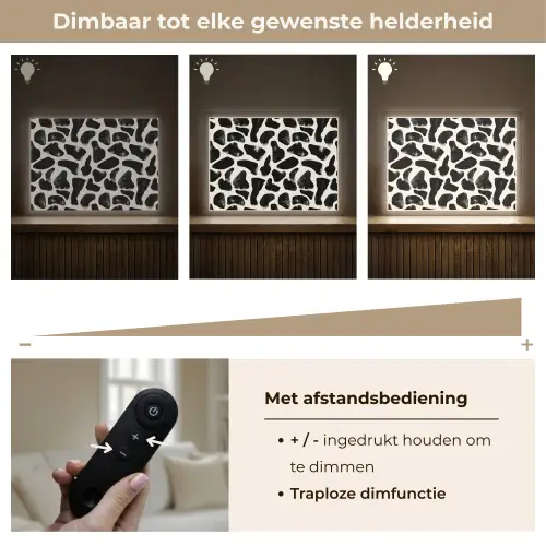 Dierenpatroon - Vlekken - Zwart - Wit Light Box met batterij (Wandlamp) middel 907 -USP_dimbaarNL