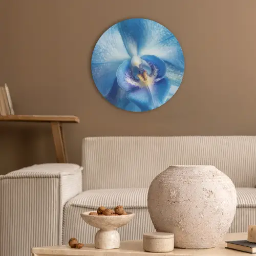 Blauw - Orchidee - Elegeant Akoestische PET Vilt - Rond klein -sfeer1