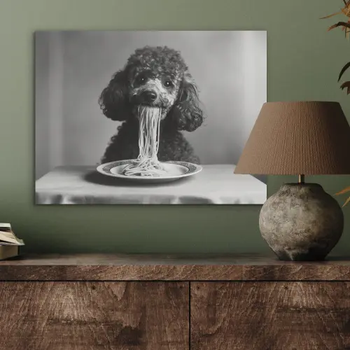 Poedel - Hond - Zwart - Wit - Schattig - Pasta PET vilt klein -sfeer2
