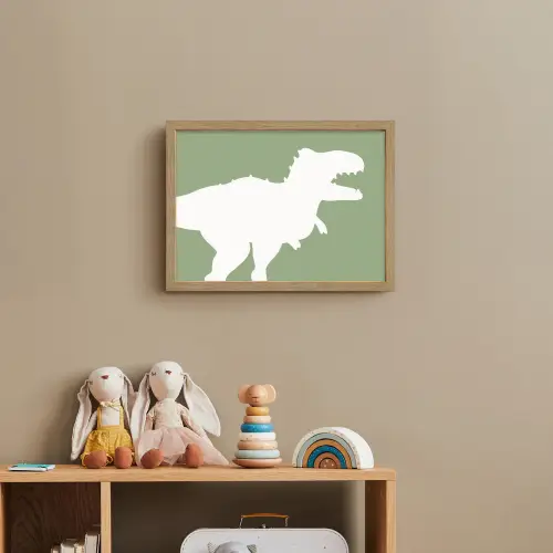 Dino - T-rex - Dinosaurus - Groen - Tyrannosaurus rex Light Box met batterij (Wandlamp kind) middel -sfeer2_kind