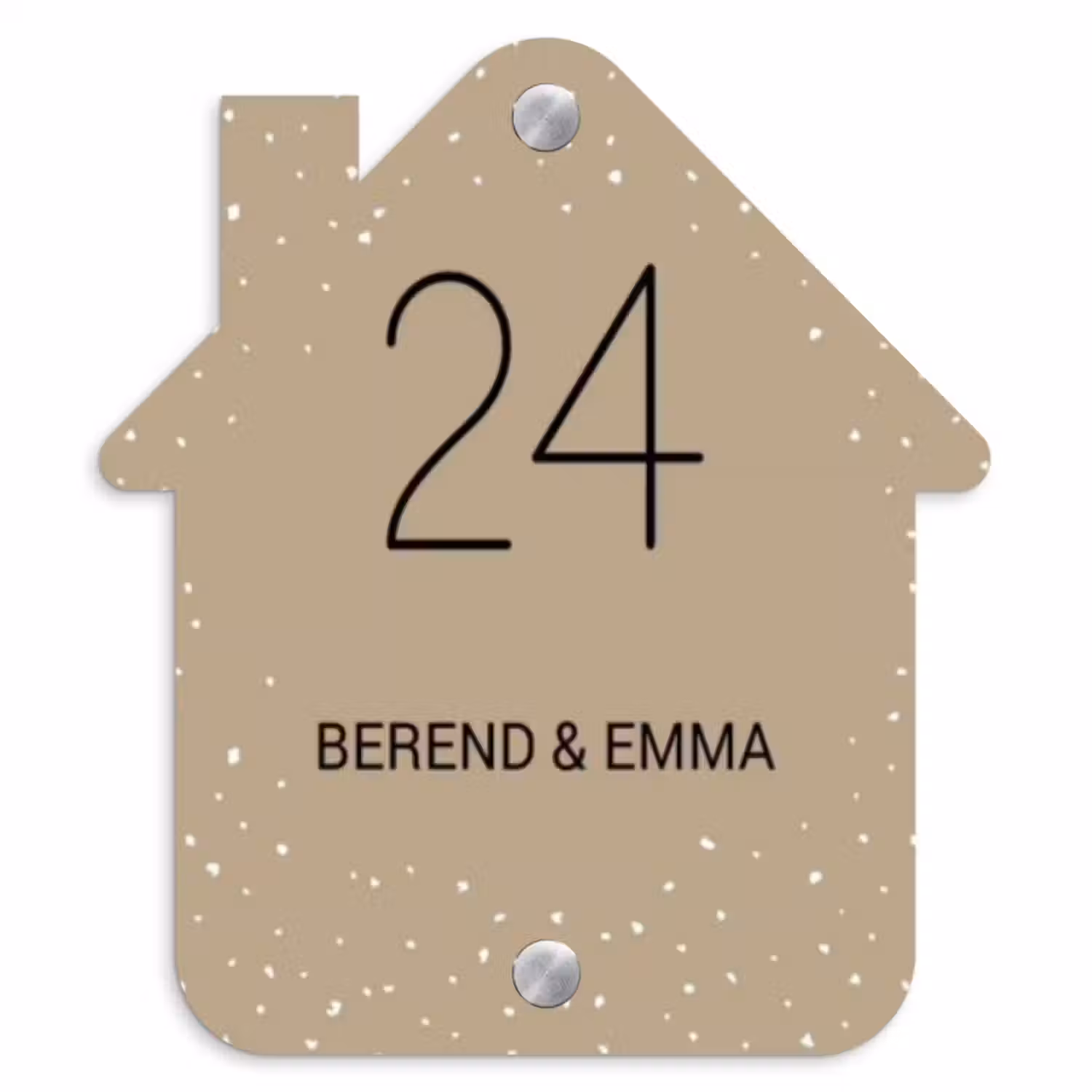 Namensschild Haustür Häuschen - Beige mit Polka Dots - Klassisch