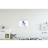 Vogel - Delfts blauw - Illustratie - Bloemen textielposter latten blank klein -kinderkamer