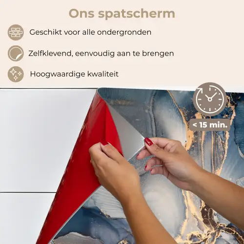 Marmer - Grijs - Blauw - Luxe - Goud keuken achterwand spatscherm klein -spatscherm_NL
