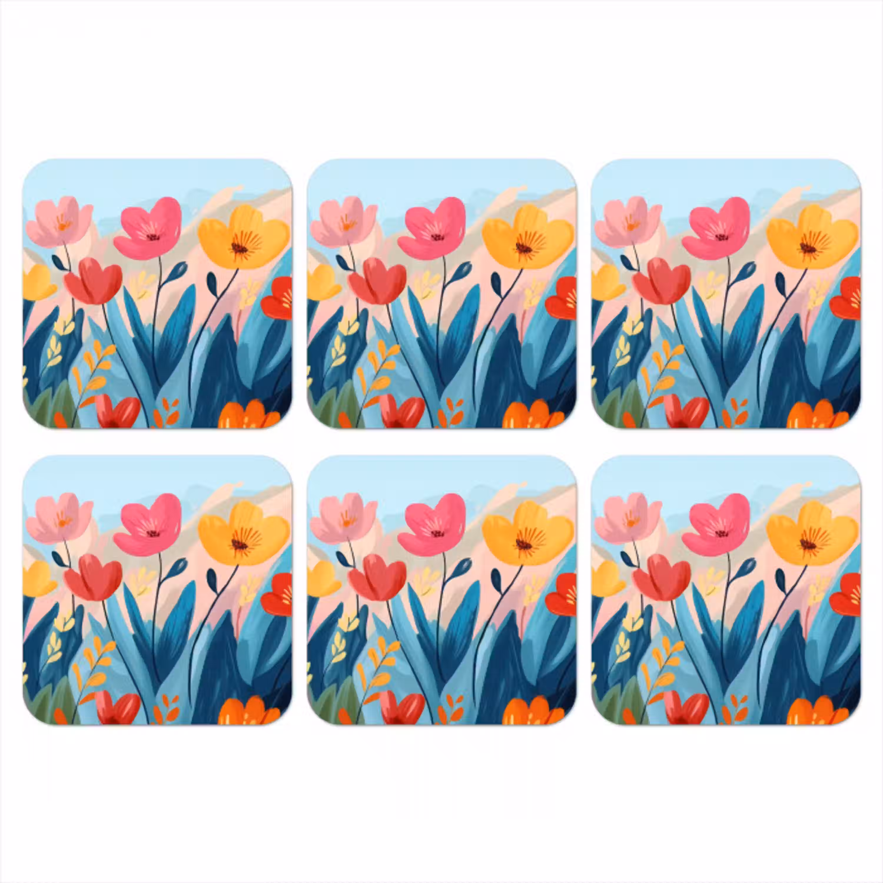 Illustratie - Bloemen - Kleurrijk onderzetter kurk middel -3d