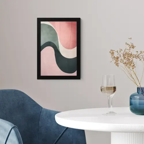 Abstract - Golven - Sierlijk - Roze fotolijst zwart zonder passe partout klein -sfeer4