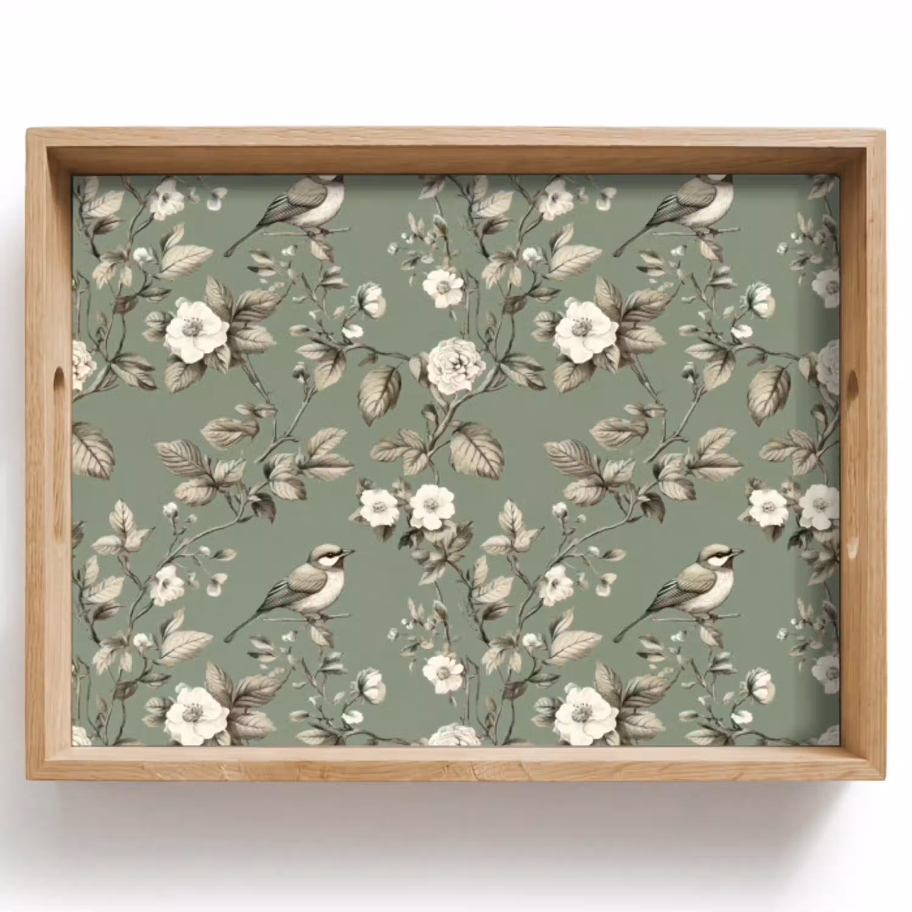 Botanisch - Vogels - Groen Dienblad Rechthoek middel 911 -z3d_shopping