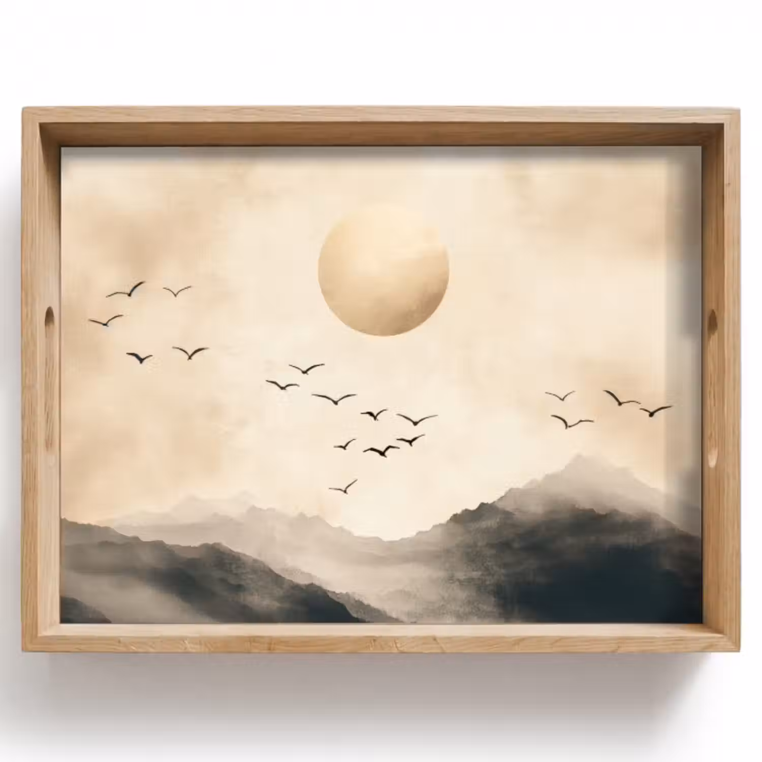 Tablett - Landschaft - Japandi - Vogel