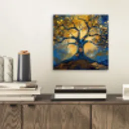 Boom - Levensboom - Blauw - Goud aluminium wit klein -sfeer1