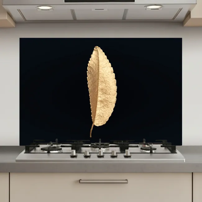 Bladeren - Black and gold - Luxe - Chic - Natuur keuken achterwand spatscherm klein -3d_website