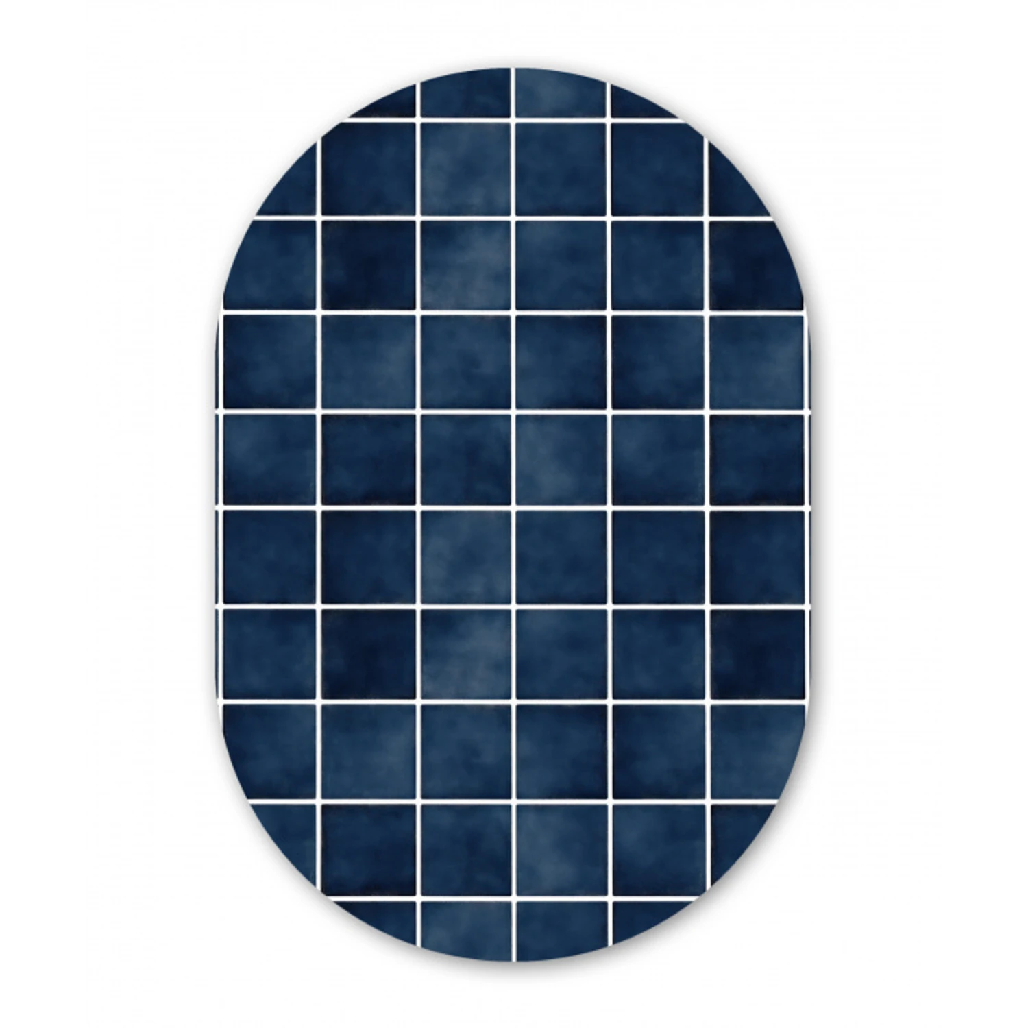 Tegel - Modern - Blauw Wandcirkel Ovaal Aluminium middel 839 -3d
