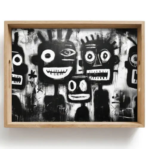 Schilderij - Figuren - Zwart - Abstract Dienblad Rechthoek middel -z3d_shopping