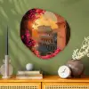 Colosseum - Rome - Roze Bloemen Wandcirkel Organisch Plexiglas middel -sfeer2
