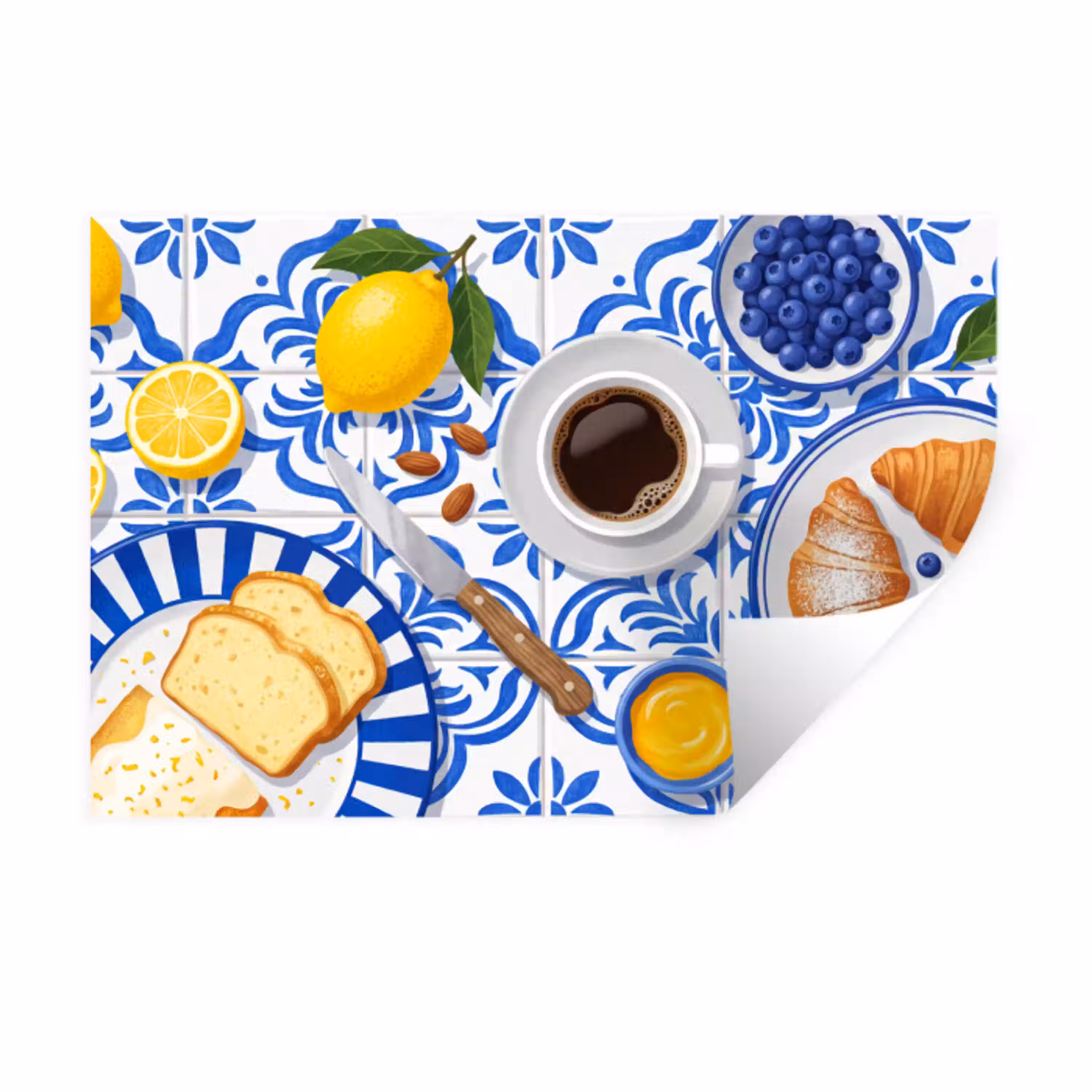 Ontbijt - Gebak - Eten Muursticker klein -3d