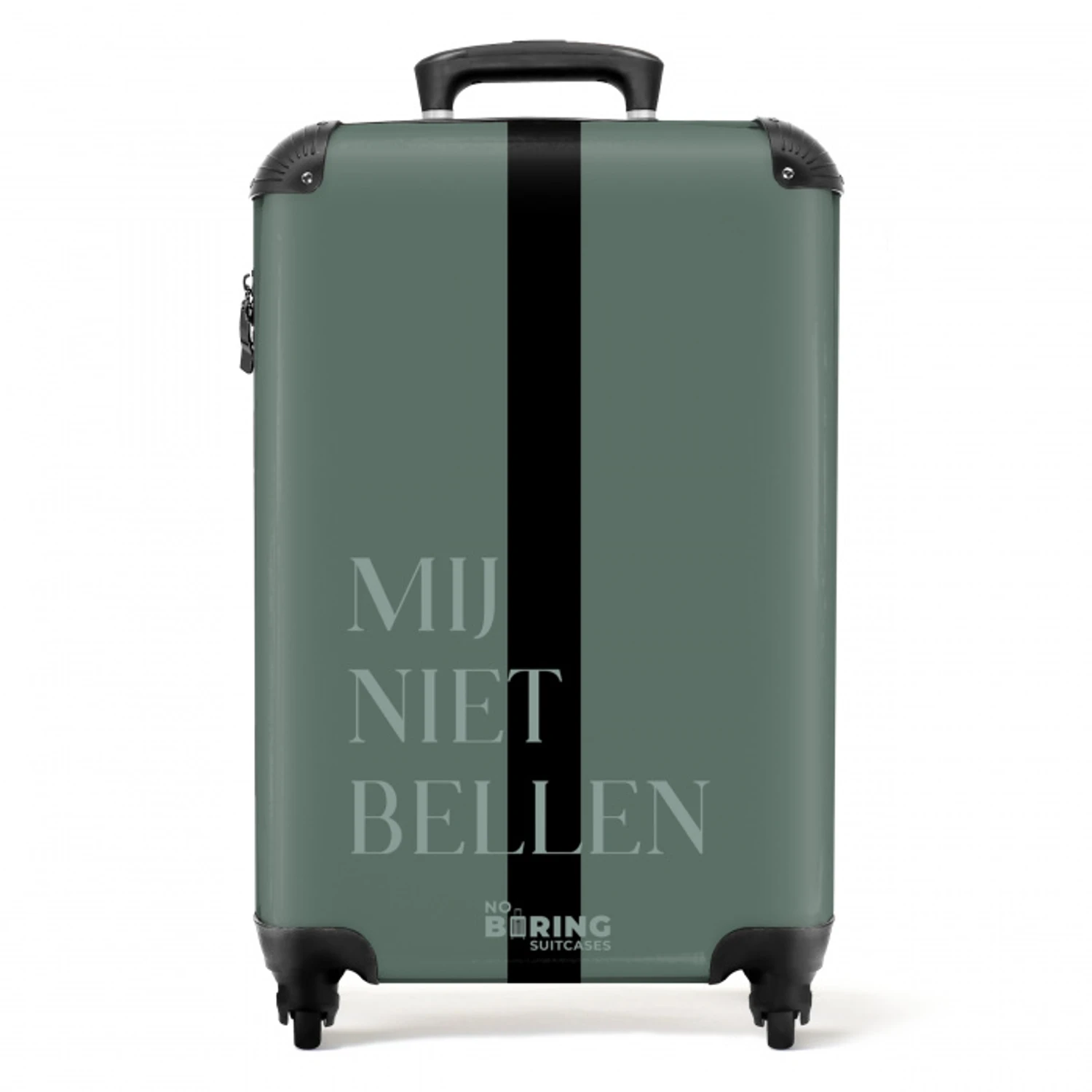 Groene achtergrond met tekst Mij niet bellen NBS - Handbagage koffer - Volwassenen Unisex middel -productfoto_recht