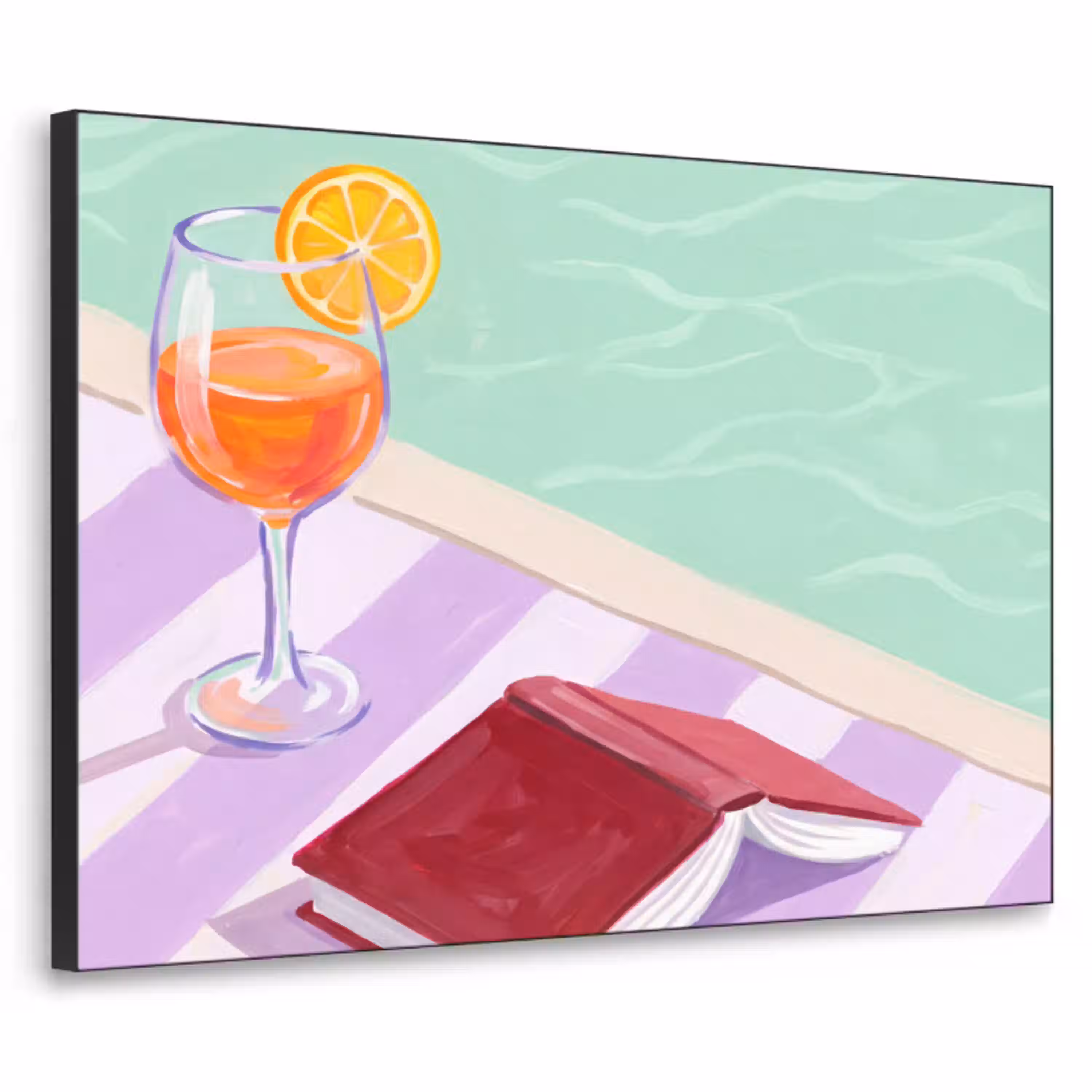 Cocktail - Zwembad - Zomer Textielframe zwart klein -3d