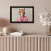 Tijger - Strik - Jasje - Roze fotolijst zwart zonder passe partout klein -sfeer5