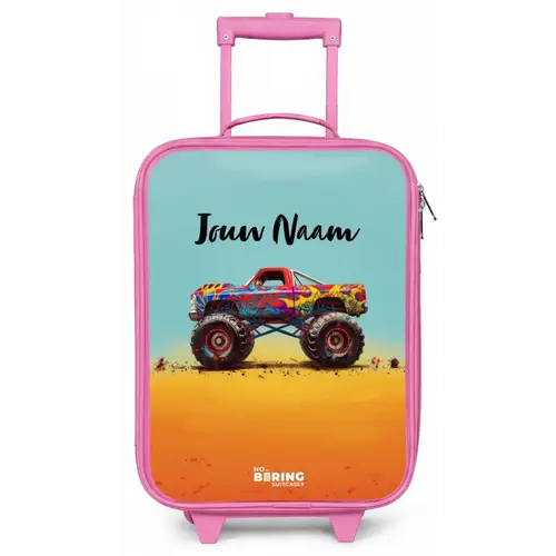 Monstertruck met Graffiti Print in het Zand Kinderkoffer - Roze klein -zz3dotto