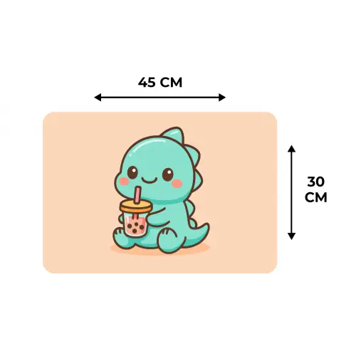Dino - Boba - kawaii - Oranje Placemat vinyl groot -specs