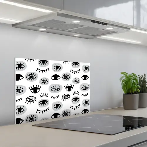 Ogen -  Gestileerd - Expressief keuken achterwand spatscherm klein 900 -3d_schuin