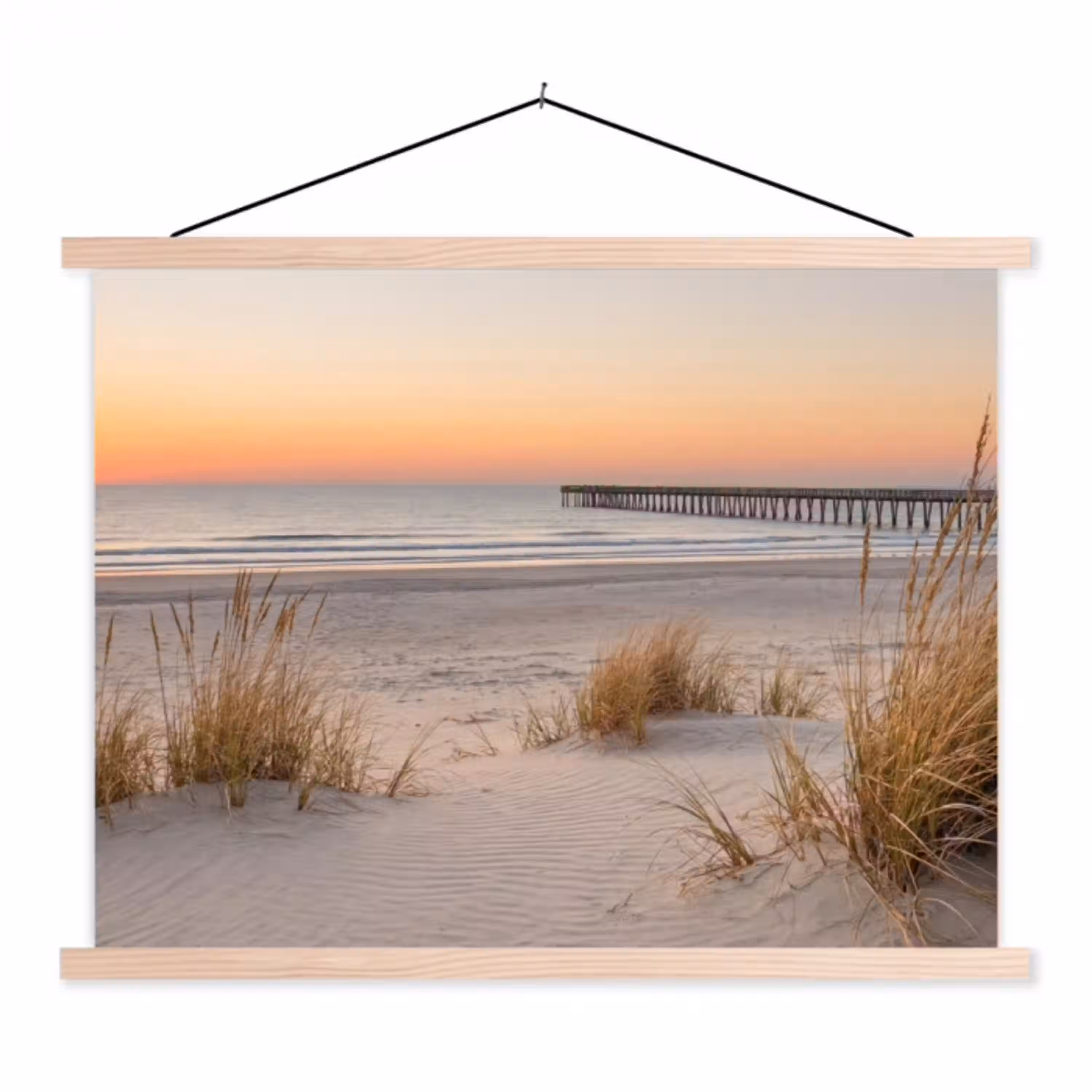 Pier - Zonsondergang - Strand textielposter latten blank klein -3d