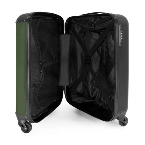 Palmbomen - Palmbomen op olijfgroene achtergrond NBS - Handbagage koffer - Kinderen Unisex middel -binnenkant