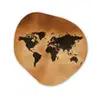 Wereldkaart - Bruin - Kaart Wandcirkel Organisch Aluminium middel -3d