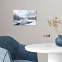Sneeuwlandschap - Bergen - Rivier - Winter poster papier klein -sfeer3
