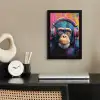 Graffiti - Chimpanzee - Street art - Koptelefoon - Aap fotolijst zwart zonder passe partout klein -sfeer1