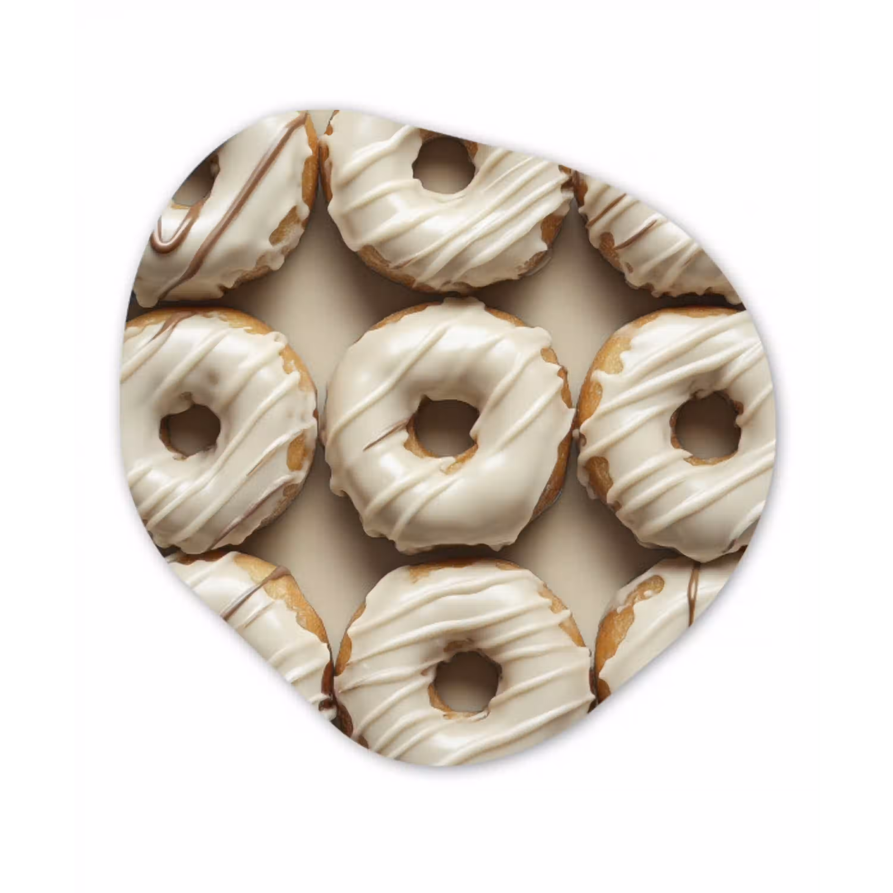 Donuts - Chocolade - Wit - Beige Wandcirkel Organisch Aluminium middel -3d