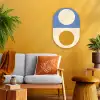 Cirkels - Symmetrisch - Wit - Blauw- Geel Wandcirkel Ovaal Forex klein -sfeer4