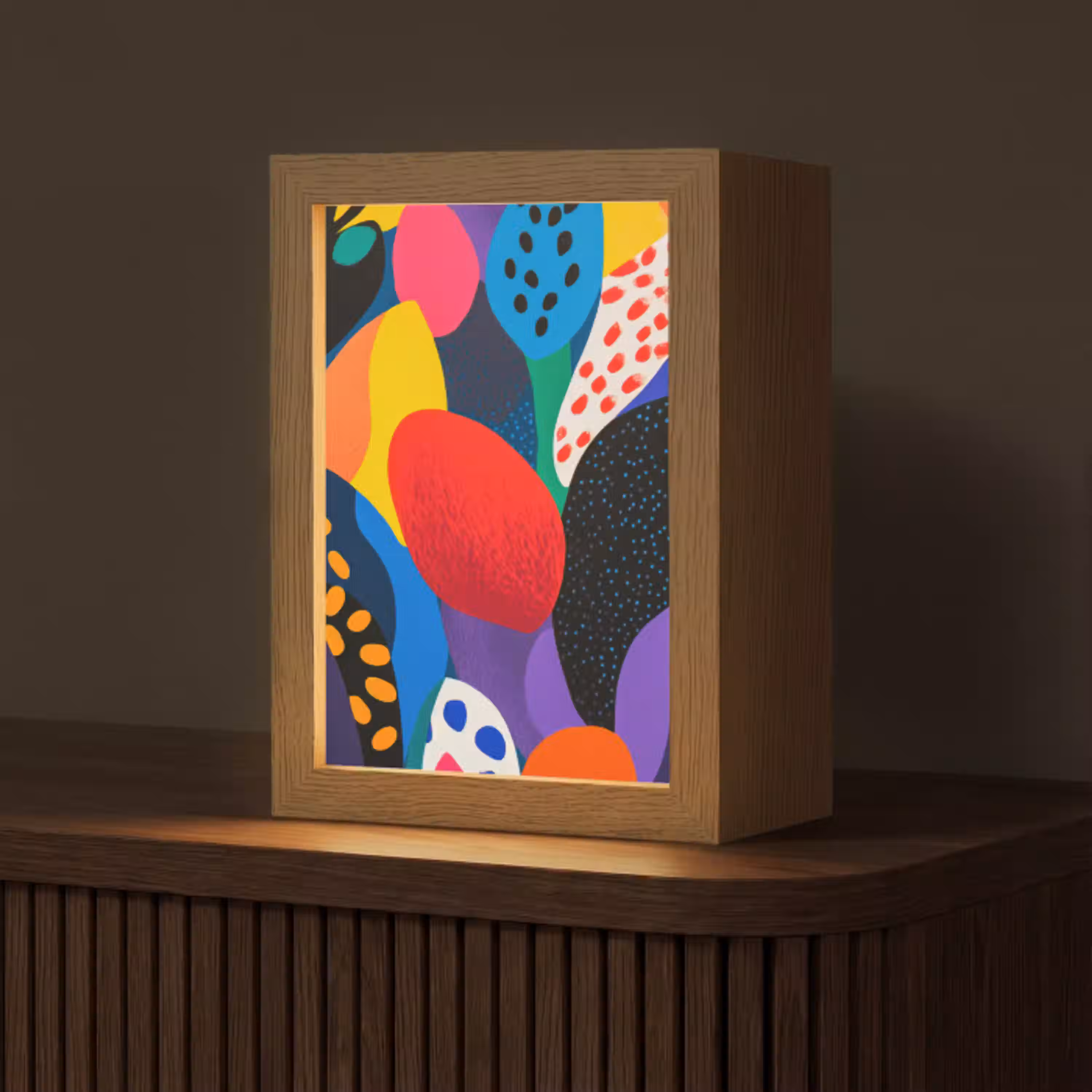 Bloemen - Bladeren - Abstract - Rood Light Box met kabel (Tafellamp) klein -z3d_website