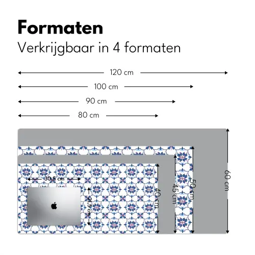 Modern - Patroon - Blauw - Roze Muismat XXL klein 681 -sfeer5