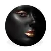 Vrouw - Make-up - Koper - Zwart Wandcirkel aluminium klein -3d