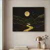 Rivier - Goud - Maan - Vogels Textielframe zwart klein -sfeer2