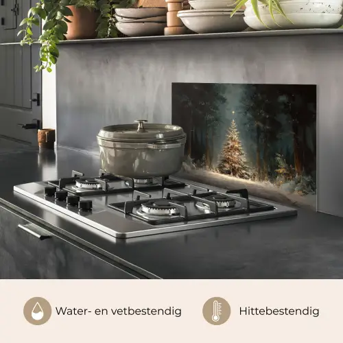 Kerstboom - Bos - Sneeuw - meerkleurig keuken achterwand spatscherm klein -usp_NL