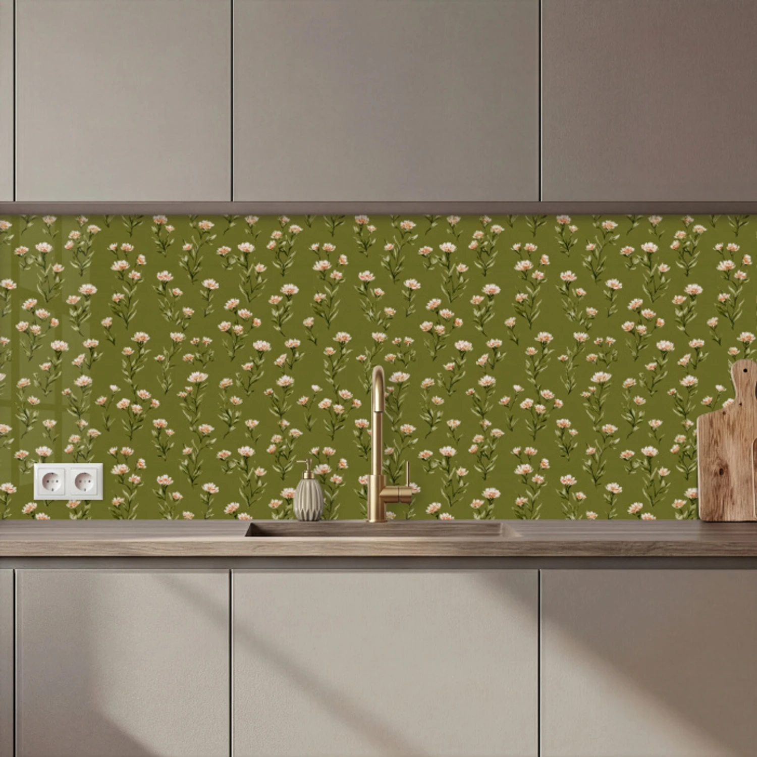 Landelijk - Bloemen -  Groen keuken achterwand 2 middel 871 zz_3dshopping