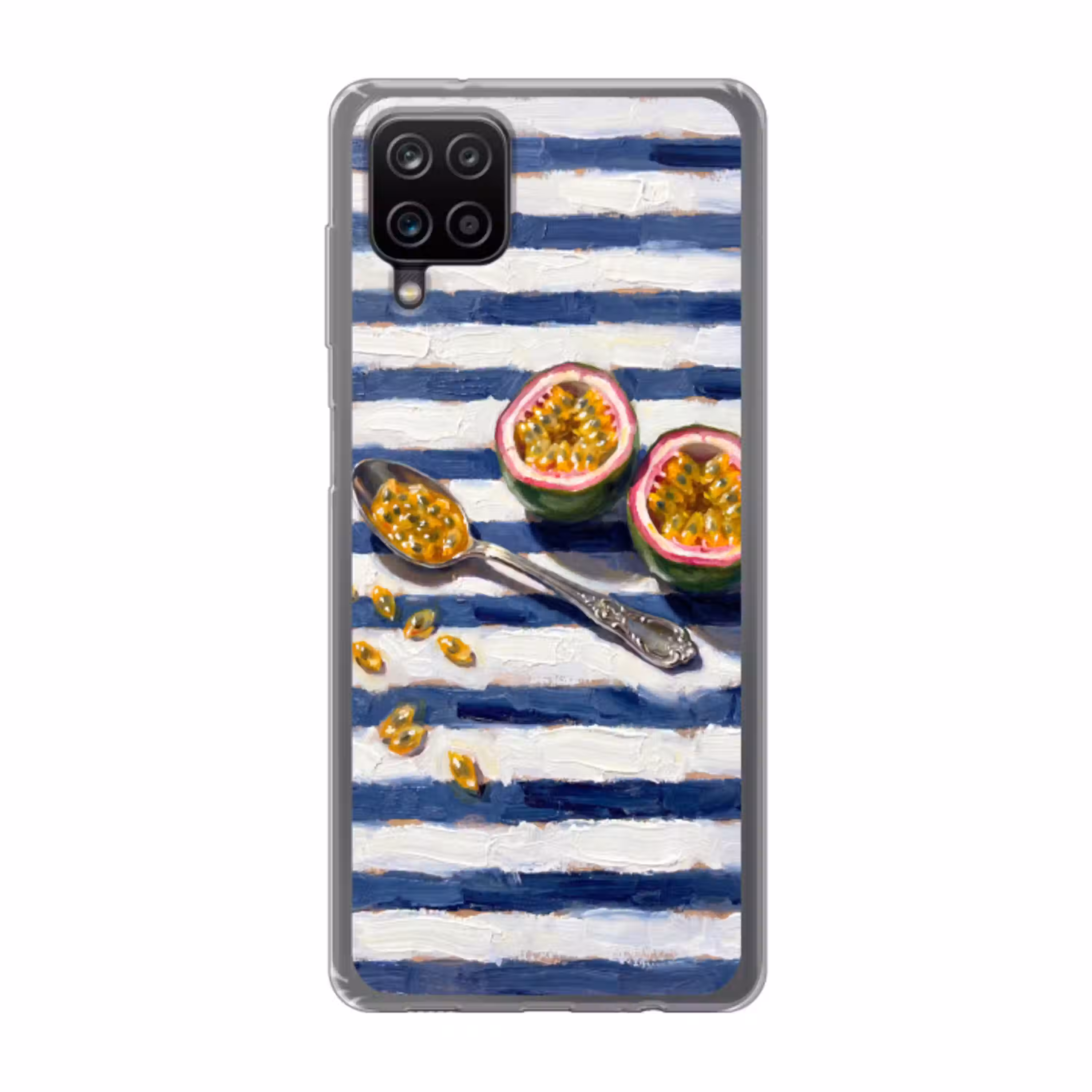 Eten - Passievrucht - Tropisch - Modern - Kleurrijk Telefoonhoesje Samsung Galaxy A12 klein -3d